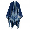 Ms. Feng autumn and winter thickened small flowers warm imitation cashmere shawl cloak