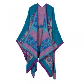 Ms. Feng autumn and winter thickened small flowers warm imitation cashmere shawl cloak