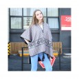 Autumn and winter new front and back wear printed imitation cashmere ethnic fringed cape cloak