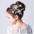 Girls catwalk princess hair accessories children's white flowers handmade pearl hair comb flower girl plug comb headdress hairpin hairpin female