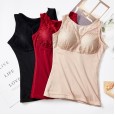 Plus size V-neck thermal vest female belt chest pad plus velvet thick fat lace vest slim bottoming underwear