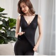 Plus size V-neck thermal vest female belt chest pad plus velvet thick fat lace vest slim bottoming underwear