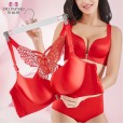 New front buckle without steel ring large size bra fat MM big cup seamless beauty back adjustment type sexy gathering underwear