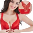 New front buckle without steel ring large size bra fat MM big cup seamless beauty back adjustment type sexy gathering underwear