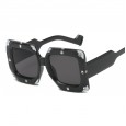 New personality big frame diamond sunglasses men and women tide square concave shape sunglasses glasses S9038