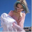 New fashion frameless sunglasses female tide personality color film street shot sunglasses metal glasses S9066
