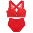 New front buckle vest style large size bra set cross beauty back gather bra adjustment type push up lingerie