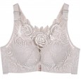 Oversized bra female fat mm front buckle rose beauty back no steel ring underwear lace gathered adjustment thin bra