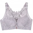 Oversized bra female fat mm front buckle rose beauty back no steel ring underwear lace gathered adjustment thin bra
