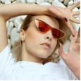 Trendy Cat Eye Sunglasses Women's Metal One Piece Sunglasses Wild Street Shooting Sunglasses Men S8005