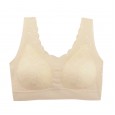 Thailand Latex 2.0 lace seamless underwear ladies sports vest large size sexy no steel ring sleep bra