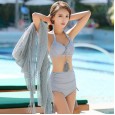 Women's three-piece swimsuit new beach hot spring vacation bikini swimsuit ladies split conservative swimsuit