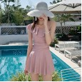 Swimsuit female new one-piece skirt swimsuit large size was thin flat angle conservative hot spring one-piece swimsuit