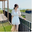 New one-piece swimsuit female fashion solid color was thin seaside beach resort hot spring swimsuit