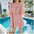 Swimsuit female style sexy lace split cover belly was thin spa bikini set three-piece