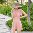 Swimsuit female new ladies one-piece skirt conservative hot spring swimsuit steel support gathered swimsuit female
