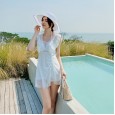 New style one-piece swimsuit female fairy fan cover belly slim thin chest gathered sexy hot spring swimsuit female