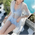 New swimsuit female three-piece suit small fragrance style was thin and covered belly sexy split flat angle conservative hot spring swimsuit female