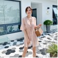 New swimsuit female three-piece suit small fragrance style was thin and covered belly sexy split flat angle conservative hot spring swimsuit female