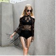 The new sexy bikini three-piece black slim swimsuit ladies small chest steel support gathered hot spring swimwear