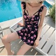 Swimsuit female new one-piece skirt conservative cover belly slim sexy swimsuit large size hot spring swimsuit