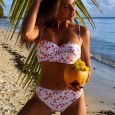New ladies sexy split swimsuit high waist printed split hard bag swimsuit women's