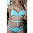 One-piece ribs hollow sexy vacation one-piece swimsuit hot spring bathing suit women