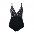 New one-piece swimsuit plus size 2XL wave dot printing one-piece swimsuit female
