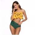Swimsuit ruffled printed nylon bikini high waist swimsuit women
