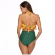 Swimsuit ruffled printed nylon bikini high waist swimsuit women