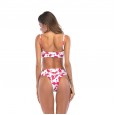 Sexy lady in flamingo split bikini swimsuit
