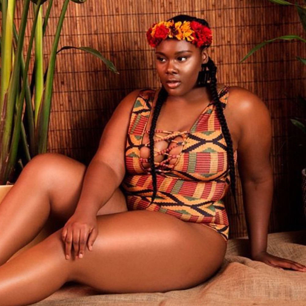 The new one-piece swimsuit printing XL corded one-piece swimsuit women