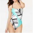 New one-piece swimsuit one-piece printed cross-neck lace-up swimsuit women