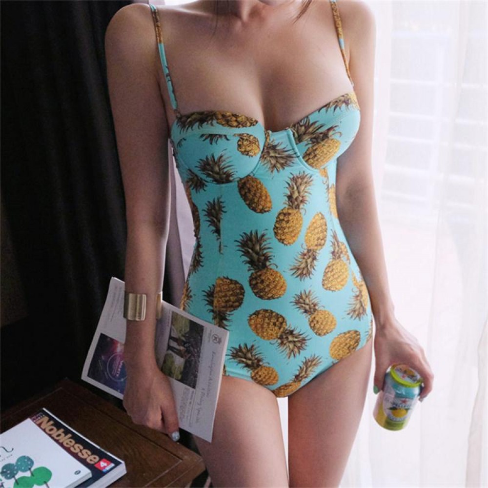 New one-piece swimsuit female seaside supplies pineapple print one-piece swimsuit