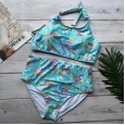 New bikini swimsuit cross-neck lace-up printed female swimsuit