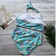 New bikini swimsuit cross-neck lace-up printed female swimsuit