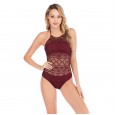 Sexy Siamese Waist Cutout Lace Bikini Swimsuit Lady