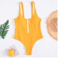 New one-piece swimsuit solid color chest with zipper swimsuit women