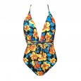 The new multicolor one-piece swimsuit straps printed one-piece swimsuit