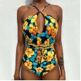 The new multicolor one-piece swimsuit straps printed one-piece swimsuit