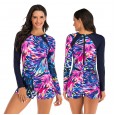 One-piece long-sleeved surfing suit sunscreen female swimsuit hot spring diving suit sexy swimsuit 7791