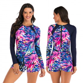 One-piece long-sleeved surfing suit sunscreen female swimsuit hot spring diving suit sexy swimsuit 7791