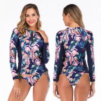Split long-sleeved surfing suit sunscreen female swimsuit hot spring diving suit swimsuit 6608