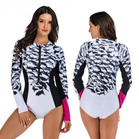 Surfing suit Siamese long-sleeved female swimsuit hot spring swimsuit diving suit 7736