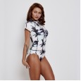 Sexy Siamese female swimsuit hot spring surfing suit diving short sleeve swimsuit 9541