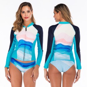 Split long-sleeved surfing suit sunscreen female swimsuit hot spring diving suit swimsuit 6621