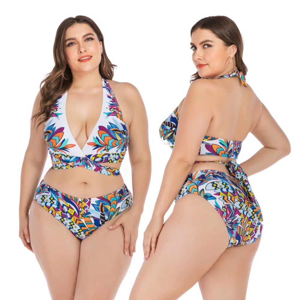 Plus size bikini gathered big cup ladies swimsuit swimsuit 6668