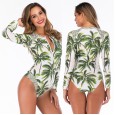 One-piece long-sleeved surfing suit sunscreen female swimsuit hot spring diving suit swimsuit 6637