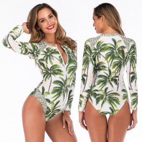 One-piece long-sleeved surfing suit sunscreen female swimsuit hot spring diving suit swimsuit 6637
