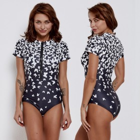 Sexy Siamese female swimsuit hot spring surfing suit diving short sleeve swimsuit 9545